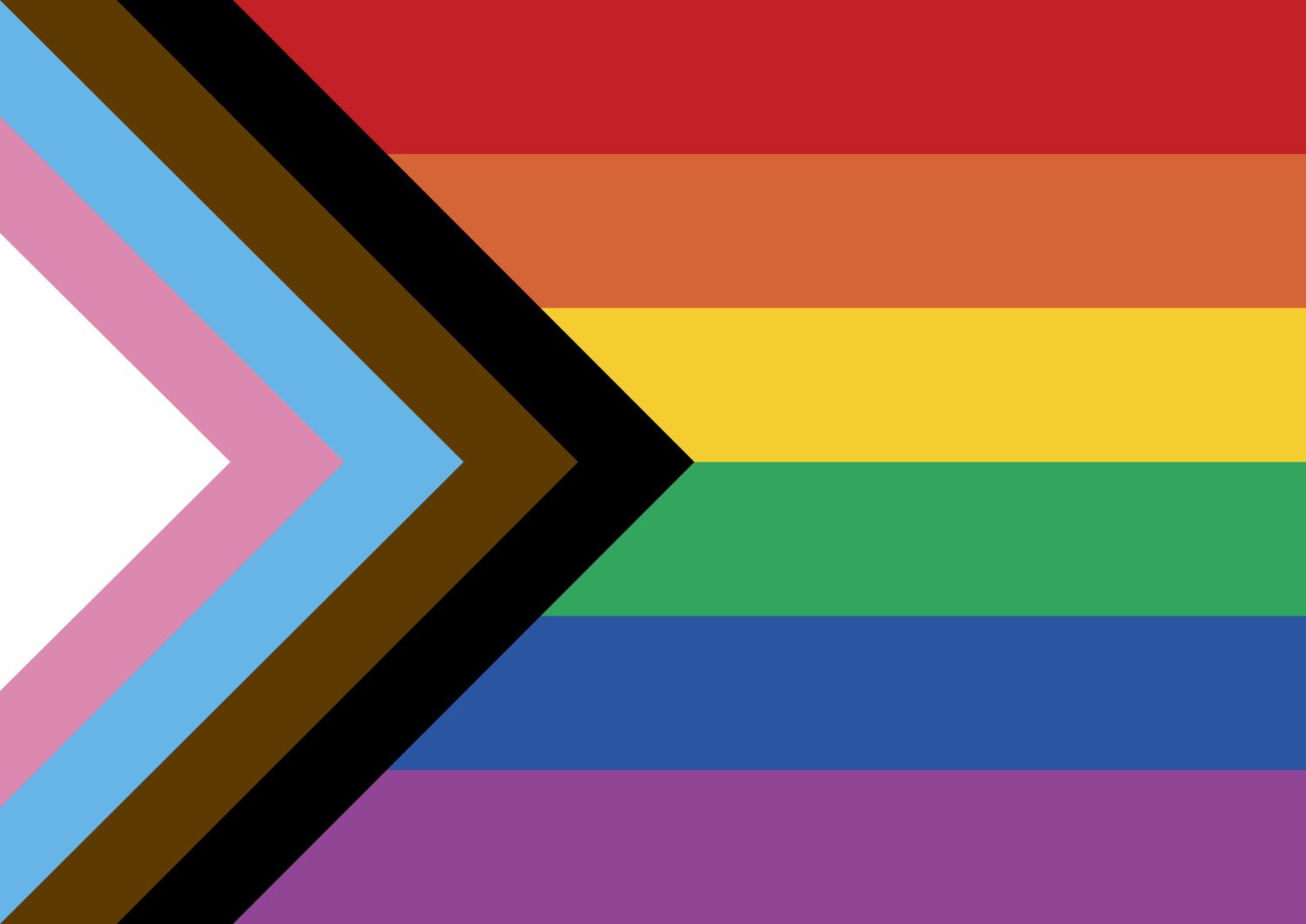 Inclusive Pride flag with rainbow stripes. Inclusive Pride flag with rainbow stripes.